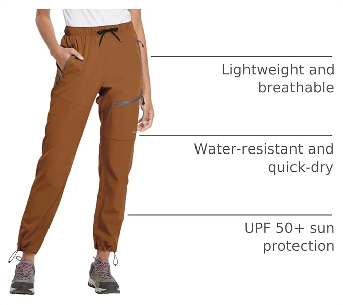 baleaf Women's Hiking Pants Quick Dry Lightweight Water Resistant Elastic Waist Cargo Pants for All Seasons