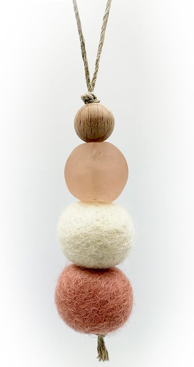 Rose Sea Glass Felt Wool Ball Diffuser, Essential Oil Diffuser, Car Air Freshener, hanging, Aromatherapy Closet Sachet, Clip Air Freshener For Vent And Interior Decor