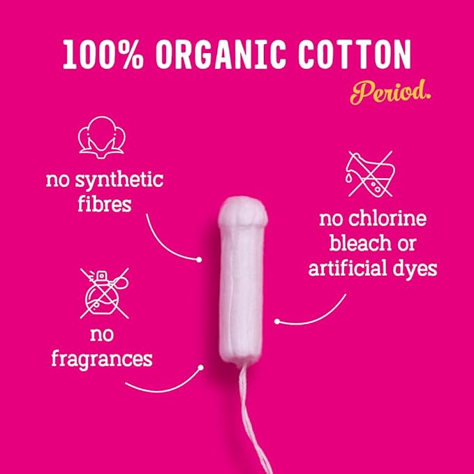 Flo - Organic Cotton Tampons for Women - 64 Pack (64 Super Tampons) - Leak Proof - No Synthetic Fibers, Chlorine Bleach, or Added Dyes - Bio-Plastic Applicator - Feminine Care - Vegan & Cruelty Free