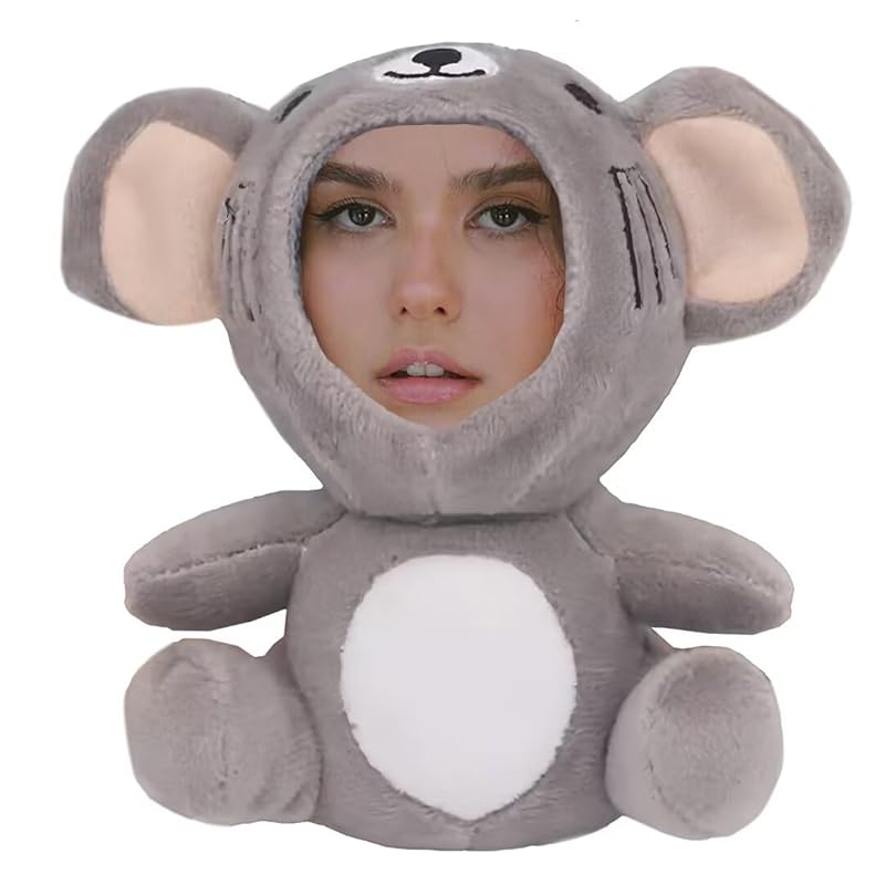 Personalized Mouse Stuffed Animal Key Chain – Customizable Rat Plush Toy, Gift with Your Face Photo,5 inches