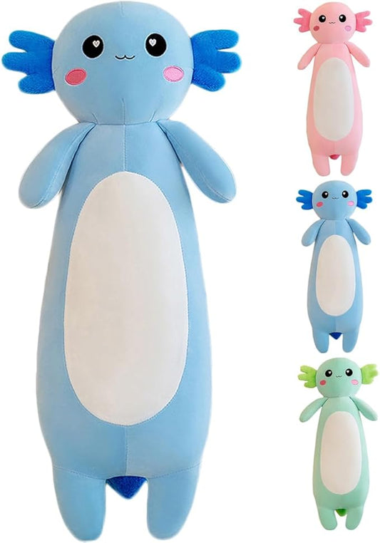Long Axolotl Stuffed Animal Salamander Plush Pillow, Soft Axolotl Plush Toy for Boys Girls Gifts for Christmas(Blue, 80cm/31.49inch)