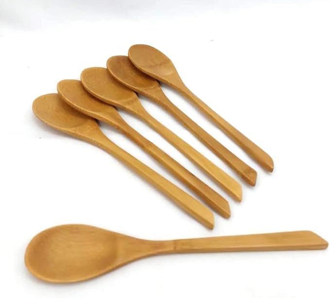 Long Bamboo Soup Spoons Set of 6, 8.5 Inch Wooden Dinner Spoons for Soup Ramen Cereal Rice, Reusable Eco Friendly Kitchen Eating Spoons, Japanese Style Bamboo Tableware