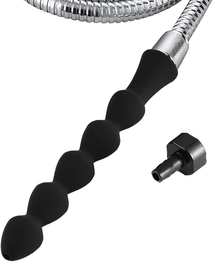 2 Pc Shower Enema Douche Nozzles , Comfortable Silicone Nozzles Enema Attachment, Reusable Shower Enema Black