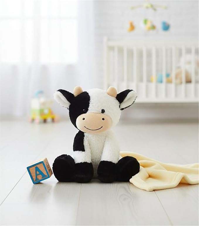 Cow Stuffed Animals Soft Plush Cute Cow Doll for Boys Girls 8in (zuo NIU heibaise)