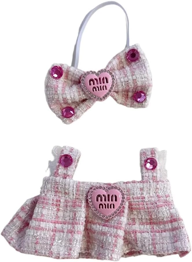 Luxury Doll Clothes & Accessories Set – Fits 6.7″ (17 cm) Blind Box Figures – Includes Dress & Hair Band (Pink Diamond)