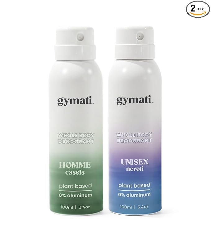Gymati Natural Deodorant Body Spray – Aluminum-Free, Plant-Based Blend with Aloe & Zinc, Long-Lasting Odor Protection, Luxury-Inspired Scent Men & Unisex, Pack of 2