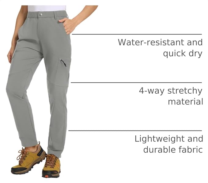 TBMPOY Women's Hiking Cargo Pants Lightweight Water Resistant Quick Dry Fishing Camping Travel Work Pant with 6 Pockets