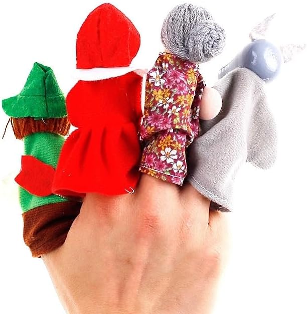Little Red Riding Hood Finger Puppet Set, 4Pcs Storytelling Toy for Kids & Preschool, Party Favors & Parent-Child Play (Includes Little Red Riding Hood, Big Bad Wolf, Grandmother & Hunter)