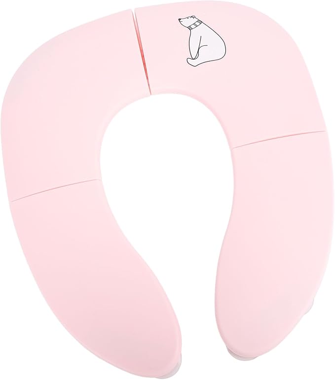 Foldable Travel Potty Seat Lightweight and Convenient Design, Suction Cup Toddler Toilet Training Portable Potty Seat for Comfort PP Material Cleaning Improves Clean (Pink)
