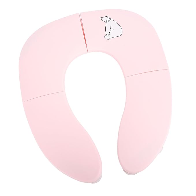 Foldable Travel Potty Seat for Toddler Portable Slip Suction Cup Toilet Training Baby Folding Potty Seat (Roseate)