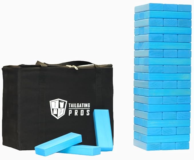 Tailgating Pros Premium Giant Toppling Timbers with Carrying Case – Choose Your Team Colors! Jumbo Outdoor Yard Game, Tower Grows to Over 5 Feet!