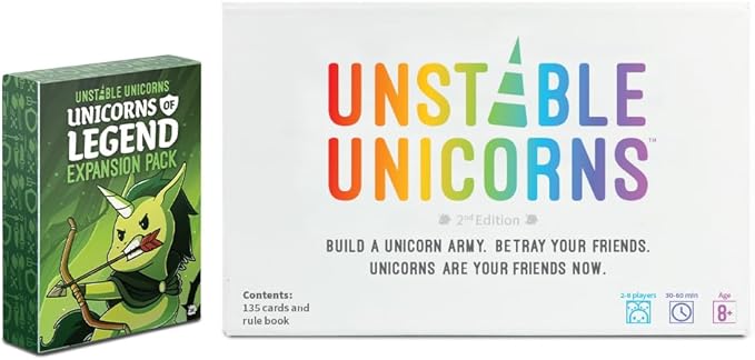 Unstable Games - Unstable Unicorns Unicorns of Legend Expansion Pack - designed to be added to your Unstable Unicorns Card Game