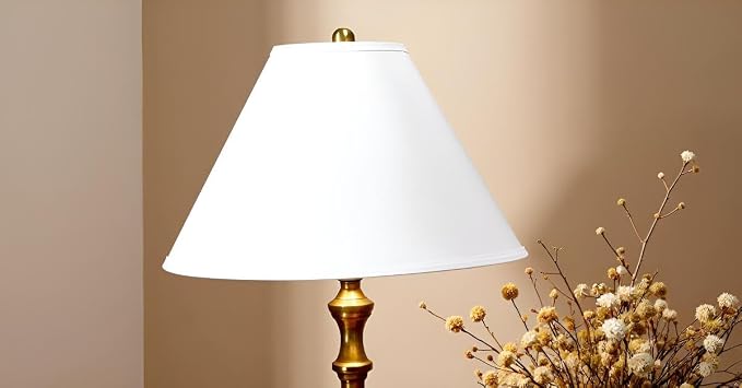 Aspen Creative 32206A Hardback Empire Spider Lamp Shade in White, 6" Top x 19" Bottom x 12" Slant Height