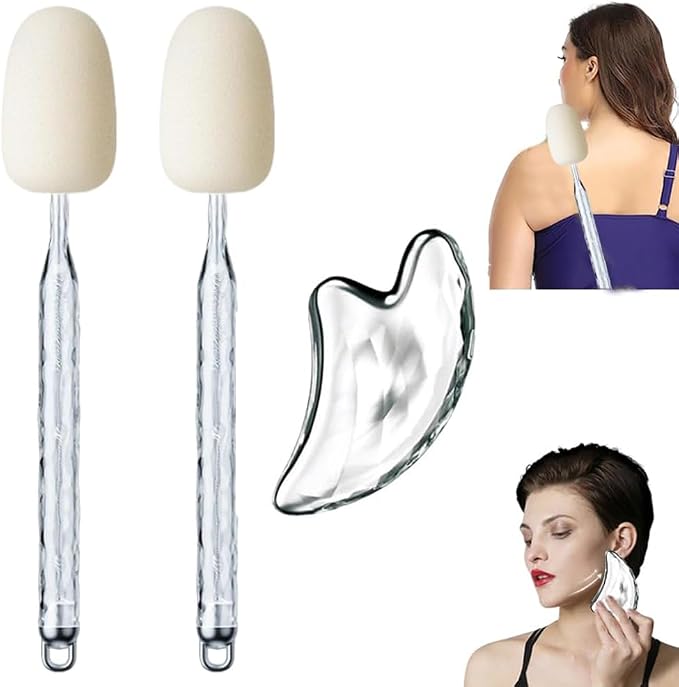 OULIGET Back Massage Stick Facial Gua Sha Tools Set,Manual Body Massage Hammer for Back Shoulders Neck Legs,Face Manual Massager Tool for Beauty Self Care,3 Pieces