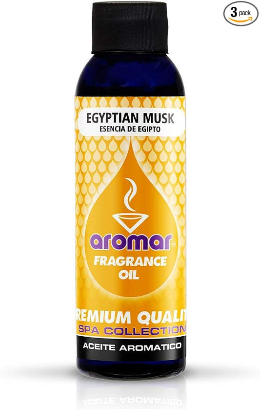 AROMAR Premium Fragrance Oil, 4oz Bottle 3 Pack Long Lasting Aromatic Scent, Fresh and Revitalizing Aromatherapy for Living Room, Bedroom, and Kitchen 12oz Egyptian Musk