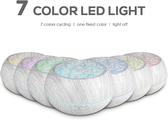 550ml Essential Oil Diffuser, Ultrasonic Aromatherapy Humidifier with Remote,7 LED Colors,Timer Settings,Auto Shut-Off, Cool Mist Diffuser for Home, Bedroom, Office, Spa