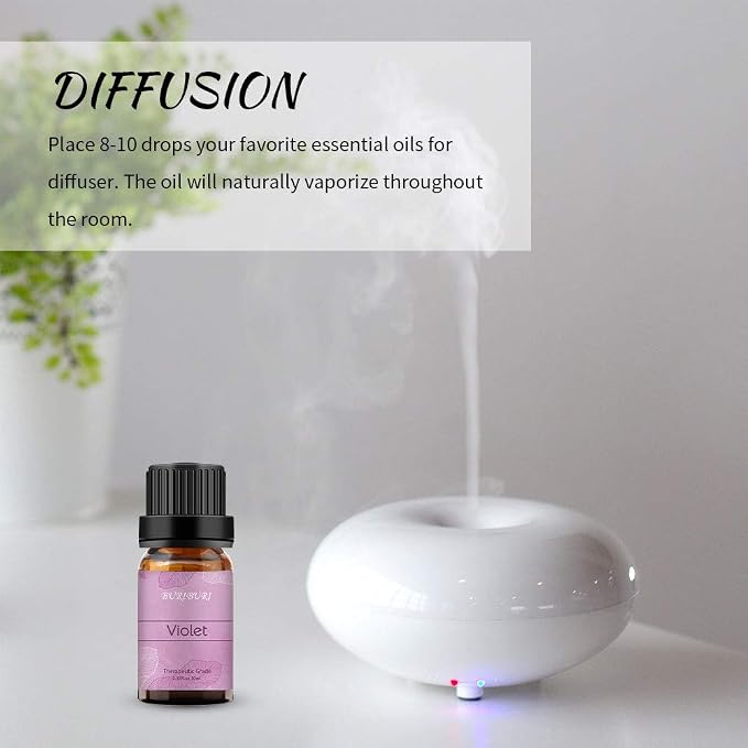 BURIBURI Violet Essential Oil 10ml, 100% Pure, Undiluted, Natural Violet Fragrance Oil for Diffuser, Soap Candle Making