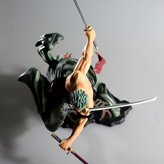 Roronoa Zoro Action Figure, Three Swords Zoro Anime Character Statue 7 inch PVC Collection Model Doll Toy Gift for Girls and Boys