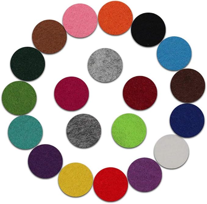 200 Pieces Car Diffuser Aromatherapy Diffuser Necklace Replacement Pads Replacement Felt Pads Essential Oil Diffuser Locket Necklace Refill Pads 17.5mm Diameter Multi-Color