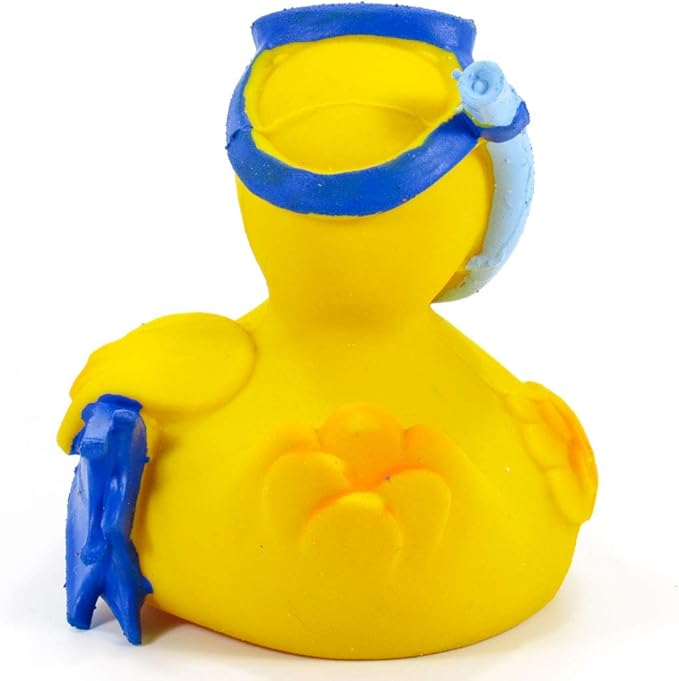 Snorkeling Rubber Duck Bath Toy | All Natural, Organic, Eco Friendly, Squeaker | Collectable | 3” | Imported from Barcelona, Spain