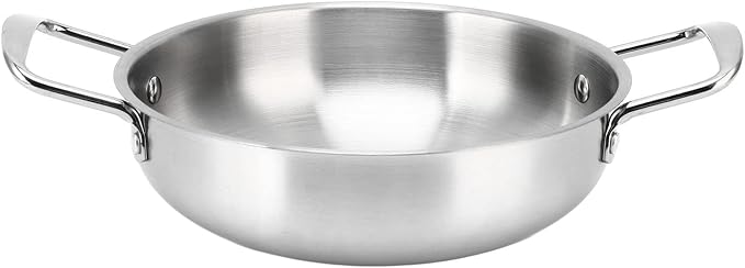 Rengue Stainless Steel Korean Ramen Pot, Heating Cookware with Flat Bottom for Soup and Noodles, Lightweight Portable and Multipurpose Kitchen Tool Stainless Steel Korean Ramen Pot, (18cm)