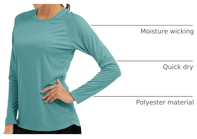 MAGCOMSEN Women's Long Sleeve Shirts UPF 50+ Sun Protection Shirts for Hiking Fishing Workout Rash Guard