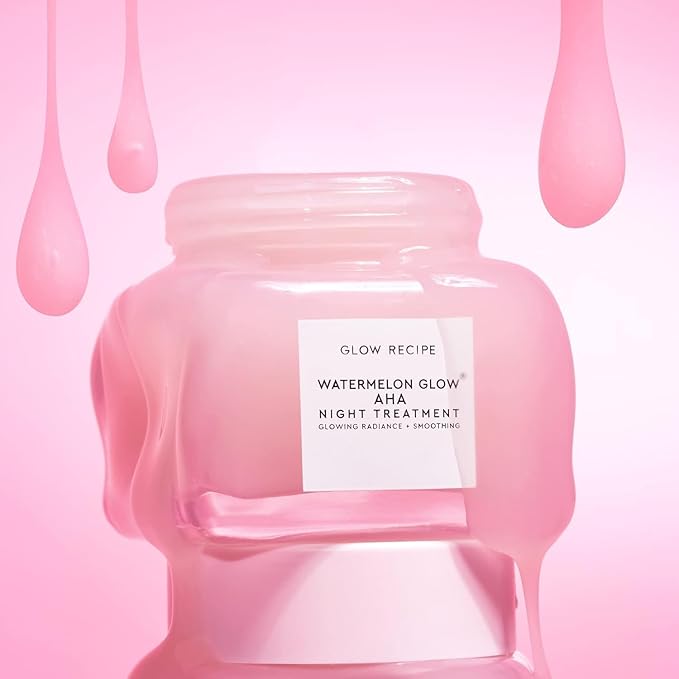 Glow Recipe Travel Size Watermelon Glow AHA Night Treatment - Overnight Resurfacing Mask with AHA Complex, Hyaluronic Acid, Niacinamide & Watermelon Enzymes for Smooth, Glowing, Even-Toned Skin (25ml)