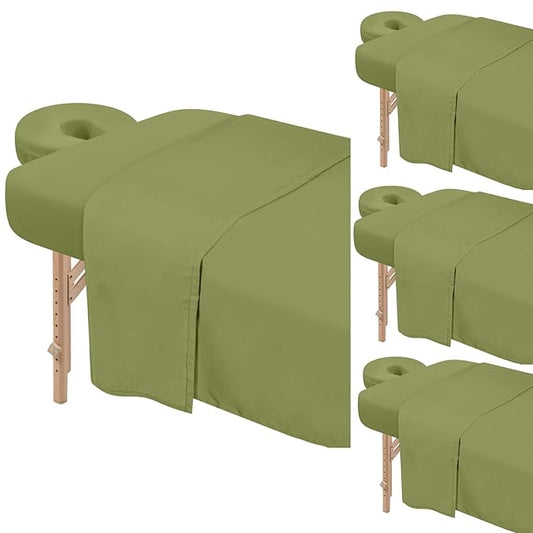 4 Sets Premium Microfiber Massage Table Sheets Set 3 Piece Set Includes Massage Table Cover Fitted Sheet and Fitted Face Rest Cover, Green