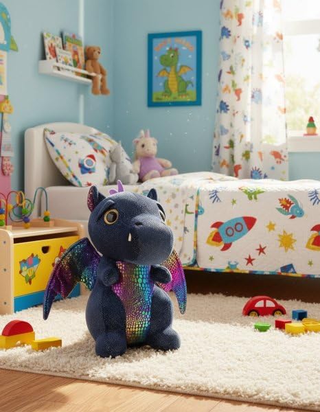 Dragon Stuffed Animals Soft Plush Cute Dragon Doll for Boys Girls 10 in (xiaofeilong heise)