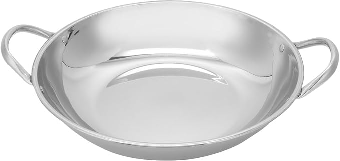 Homoyoyo Non-Stick Stainless Steel Korean Wok 30cm - Versatile Cast Iron Egg Pan for Outdoor Cooking