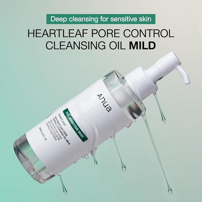 ANUA Mild Double Cleanser Duo for Facial wash : Heartleaf Pore Control Cleansing Oil Mild & Heartleaf Quercetinol Pore Deep Face Wash for Double Cleansing Routine, Korean Skincare