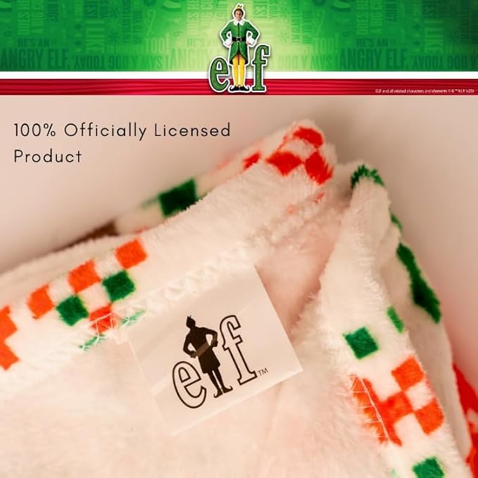 Elf The Movie Buddy Spaghetti Holiday Christmas Bedding Soft Plush Blanket Throw, 46 in x 60 in, (Officially Licensed Product) by Franco