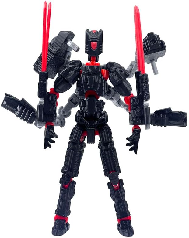 T13 Action Figure Set (Assembly Completed)，3D Printed Multi-Jointed, Desktop Decorations for Game Lovers Toys,5.5Inch (Black and Red)