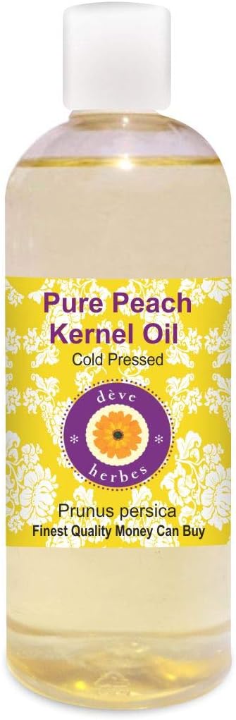 Deve Herbes Pure Peach Kernel Oil (Prunus persica) Cold Pressed 200ml (6.76 oz)
