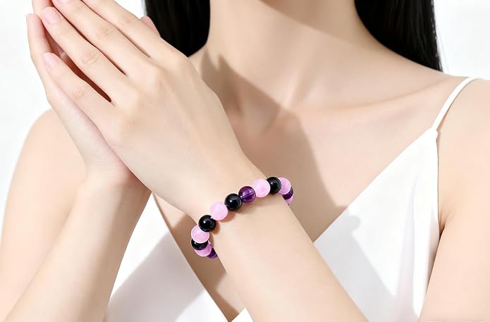 MAIBAOTA Healing Crystal Bracelet for Women Empath Protection & Safe Travel & Anxiety Relief Bracelet - New Beginnings Lucky Charms for Travel/New Job/Next Chapter