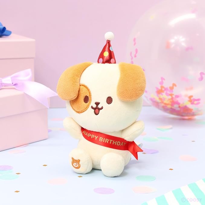 Anirollz Happy Birthday Puppiroll Plush – Soft & Cuddly Stuffed Dog, Cute Collectible Gift for Plush Lovers, 6” Small & Huggable