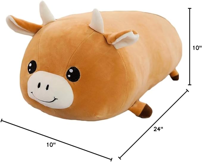 Cow Plush Hugging Pillow, Cow Plushie Stuffed Animal Toy Cute Plush Animal Pillow Gifts for Kids Birthday,Christmas,Valentine 23.6"