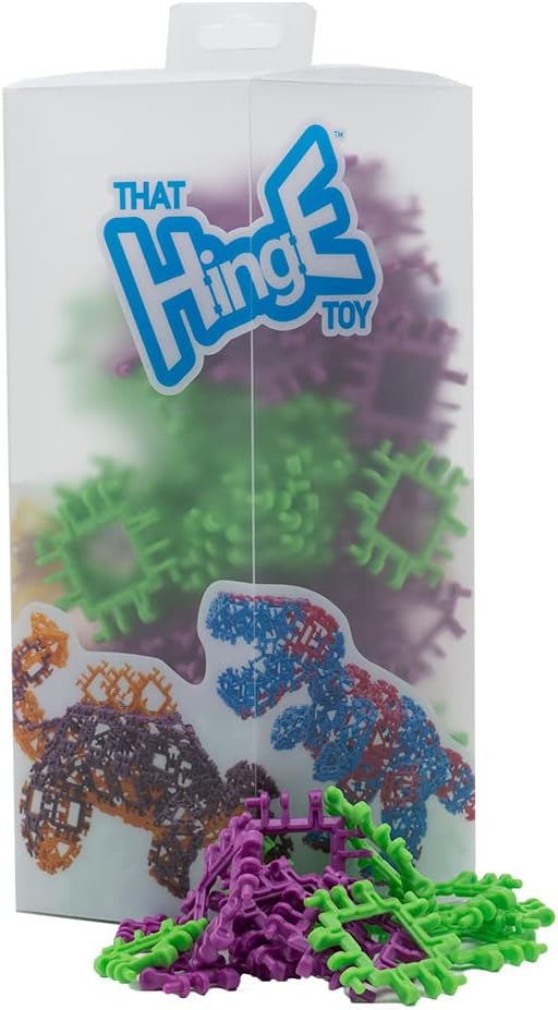 That Hinge Toy 150 Piece Purple + Green Set, Dinosaur + More STEM Construction Toy Building Set
