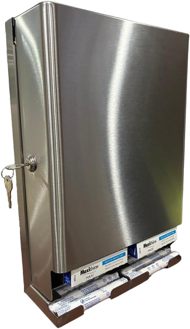 SD9000 Tampon and Pad Dispenser, stainless steel – Free Vending for Commercial Restrooms – Wall Mounted, ADA Compliant, High Capacity – Made in USA No batteries required,easy to install