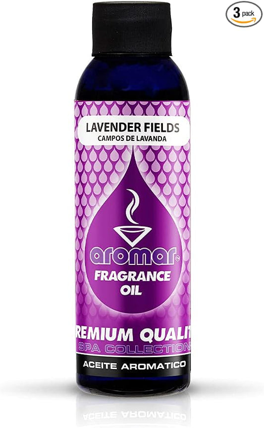 AROMAR Premium Fragrance Oil, 4oz Bottle 3 Pack Long Lasting Aromatic Scent, Fresh and Revitalizing Aromatherapy for Living Room, Bedroom, and Kitchen 12oz Lavender Fields