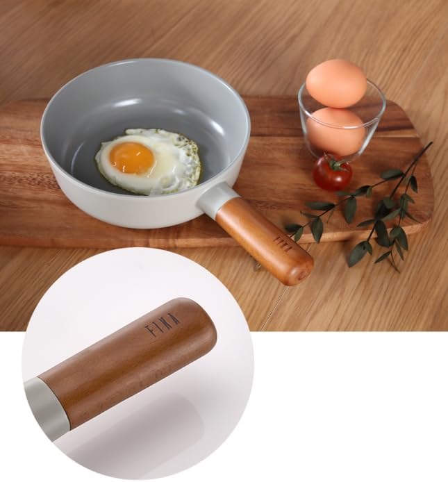 FIKA Nonstick 10-Inch Stir Fry Wok with Wood Handle, Healthy Cooking Induction Compatible Cookware for All Stovetops, Kitchen Essential Nonstick Ceramic Coating Skillet, Made in Korea ( 26cm Wok )