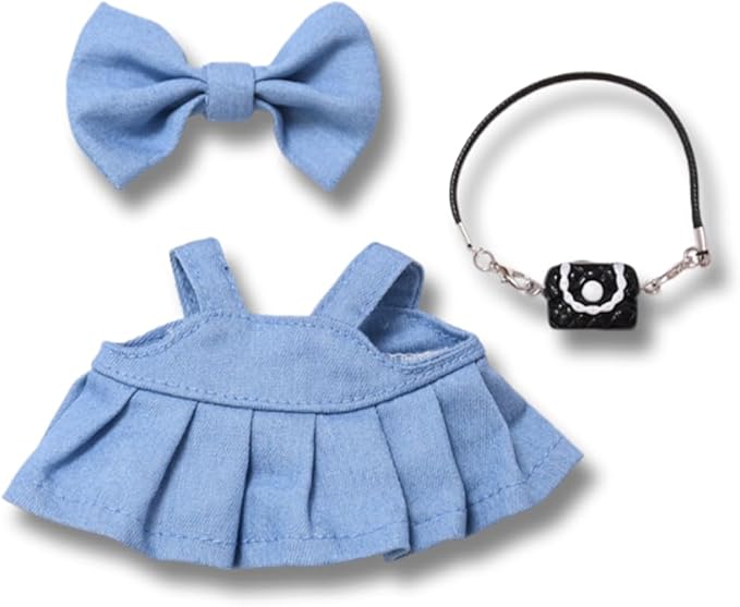 3 Set 17 cm Doll Clothes - 6.7 Inches Cute Dolls Dress - Premium Fashion Accessories, Doll Clothes+Overalls+Glasses Style Bundle,Gifts for Lovers (Style-H)
