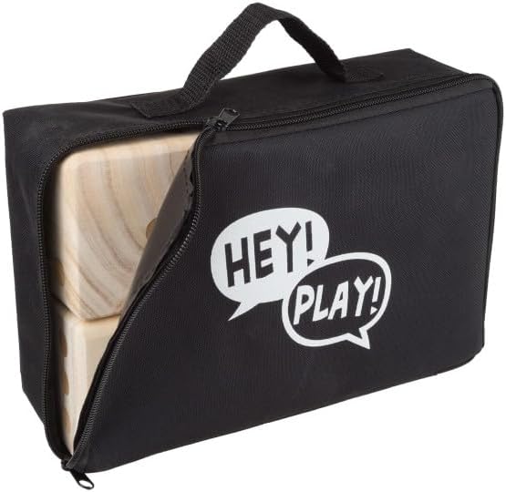 Wooden Yard Dice Set - 6-Pack of 3.5" Giant Playing Dice for Outdoor Games, With Zippered Carrying Case