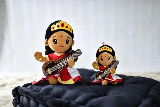 MODI TOYS Saraswati Devi Collection - Mantra Singing Plush Toys and Book | Ideal for Newborns, Infants, Toddlers, Grandparents | Best for Diwali, Baby Shower, Birthday, Housewarming