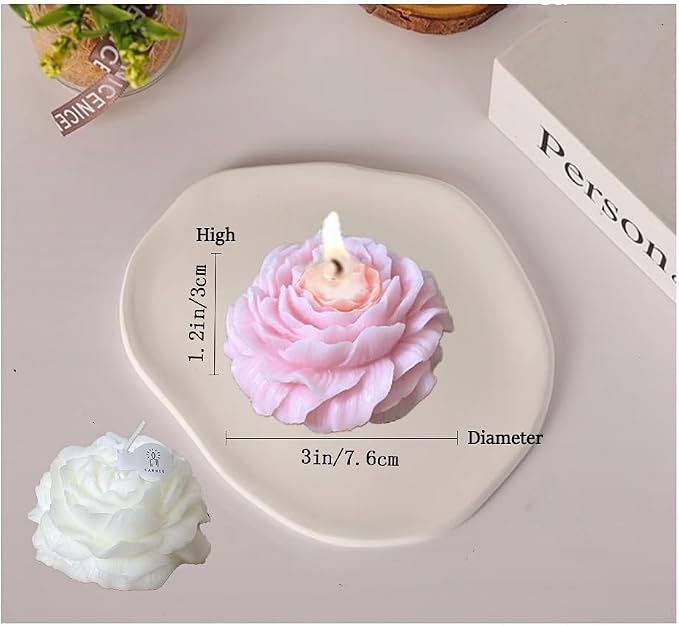 Peony Candles Gifts for Women, Soy Wax Aromatherapy Candle, Room Decor Cute Flower Shaped Scented Candles (White+Pink)