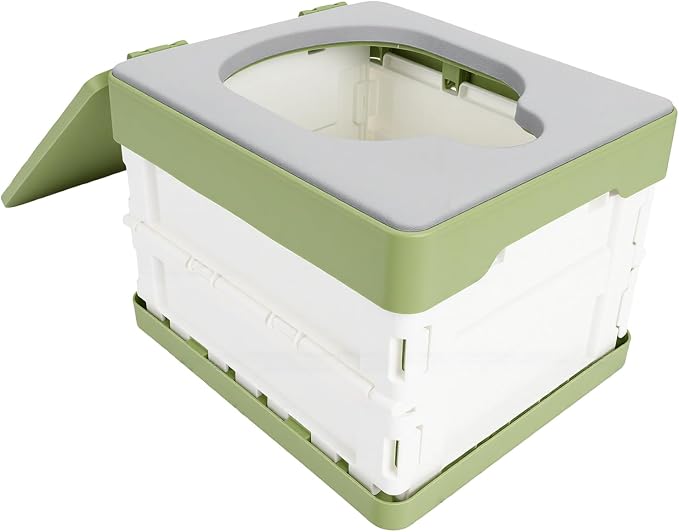 Alomejor Portable Folding Potty with PU Soft Seat, Lightweight Removable Baby Toilet for Travel, Outdoor, Car Trips
