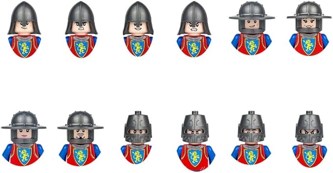 12PCS Medieval Knights Battle Soldiers with Weapons Action Figures Building Blocks Miniature Figurines Toys Cake Toppers(1801)