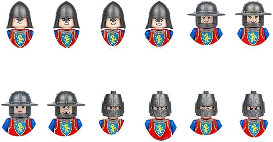 12PCS Medieval Knights Battle Soldiers with Weapons Action Figures Building Blocks Miniature Figurines Toys Cake Toppers(1801)