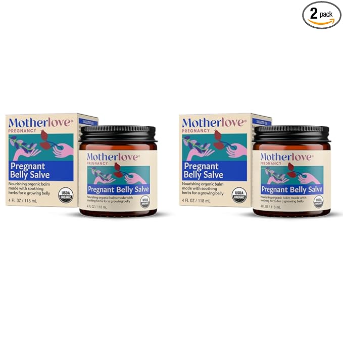 Motherlove Pregnant Belly Salve (4 oz) Moisturizing Organic Balm to Use on Growing Belly (Pack of 2)
