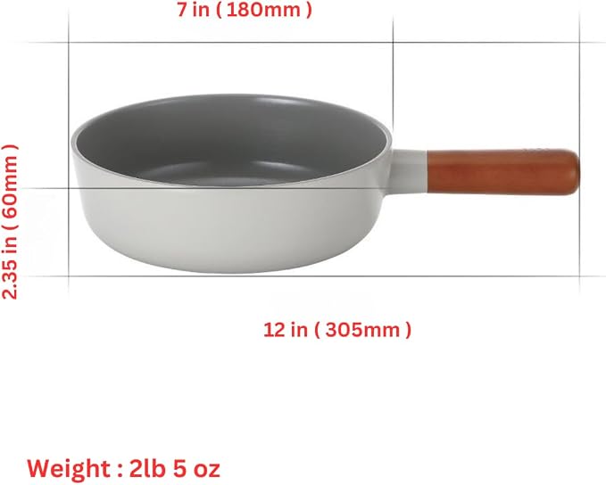 Neoflam FIKA Kitchen Nonstick 7-Inch Mini Wok with Wood Handle, Ceramic Non Stick Skillet, Induction Compatible Stir Fry Pan, Egg Omelet Pan, Gray Color, Made in Korea (18cm Petit Wok)
